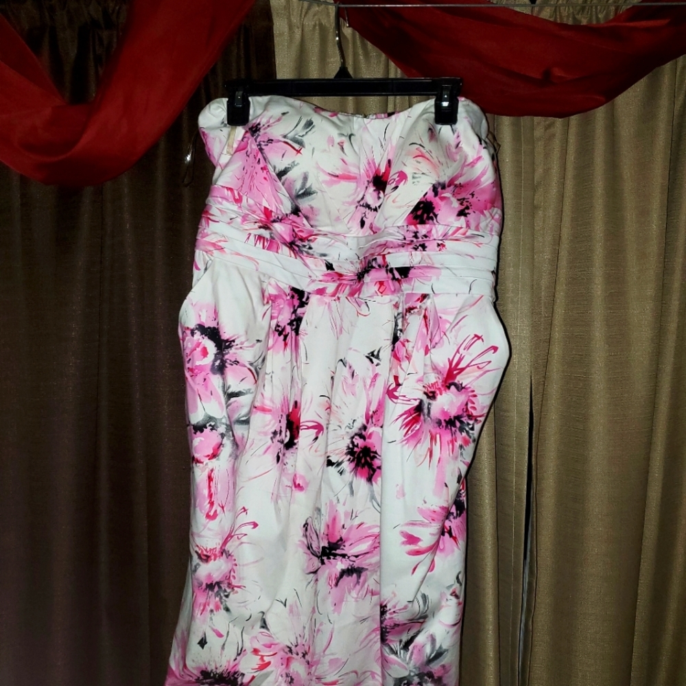 Strapless Floral Dress